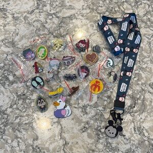 Disney Lanyard with 20 Assorted Trading Pins